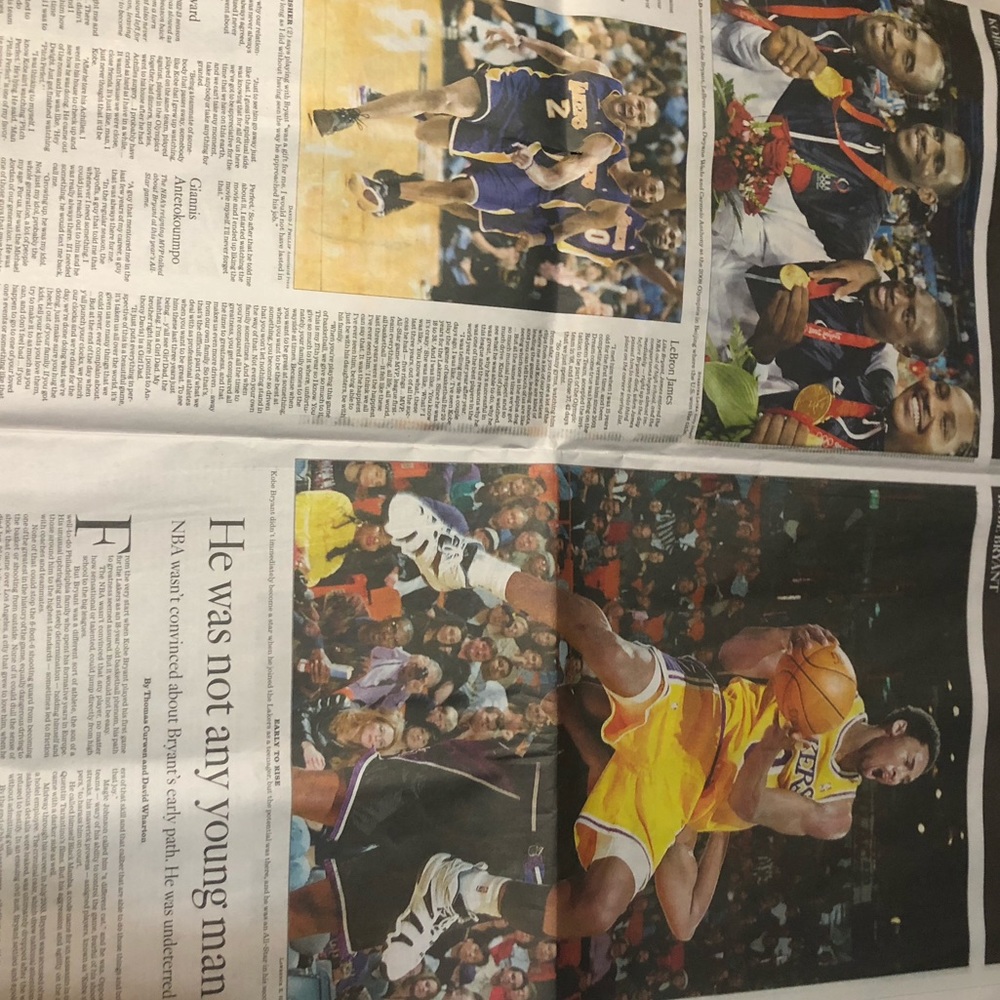 KOBE BRYANT REMEMBERED LA TIMES. Last Special Ed.